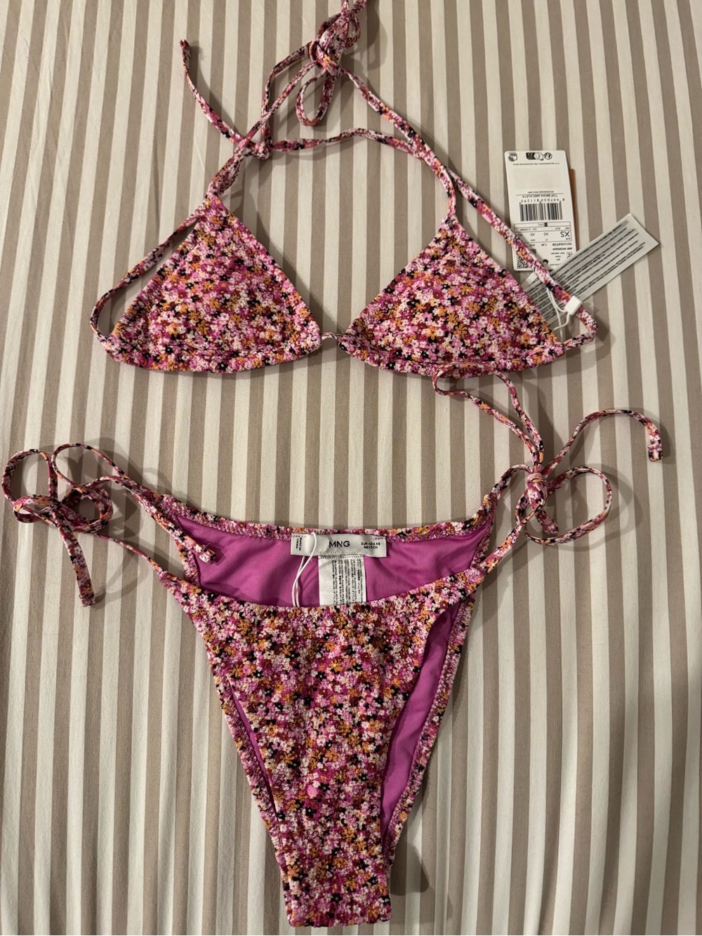 Mango Pink Floral Tie-String Bikini